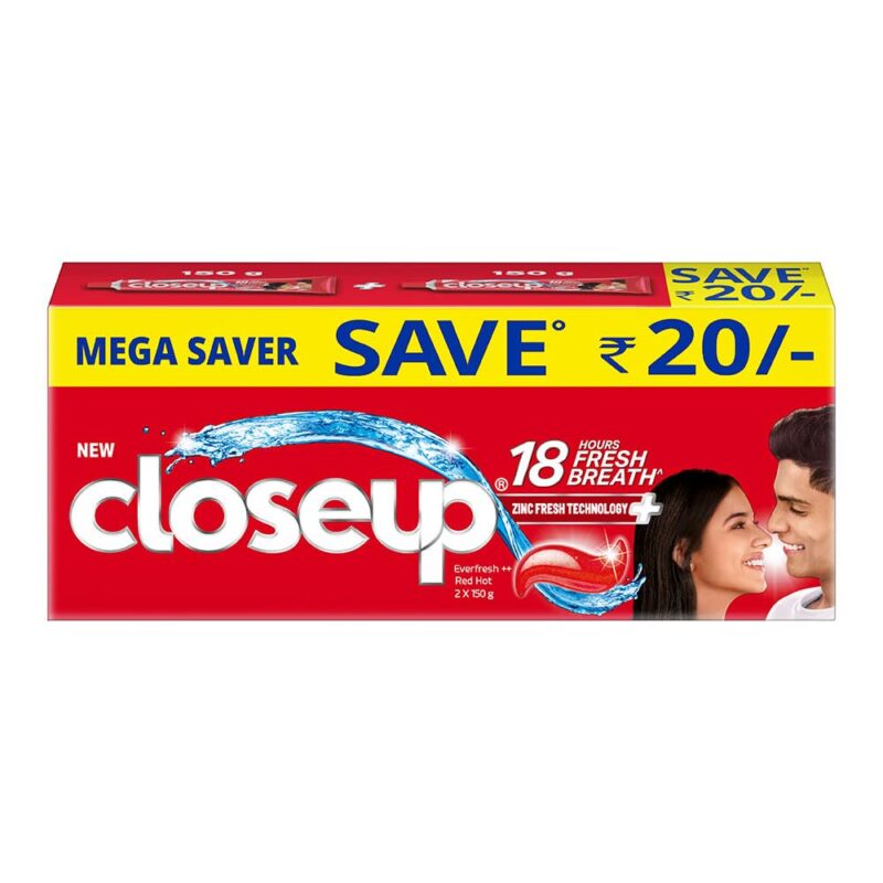 Closeup Toothpaste | Long lasting 18 Hours Of Fresh Breath & White Teeth - 300g (Pack of 2)