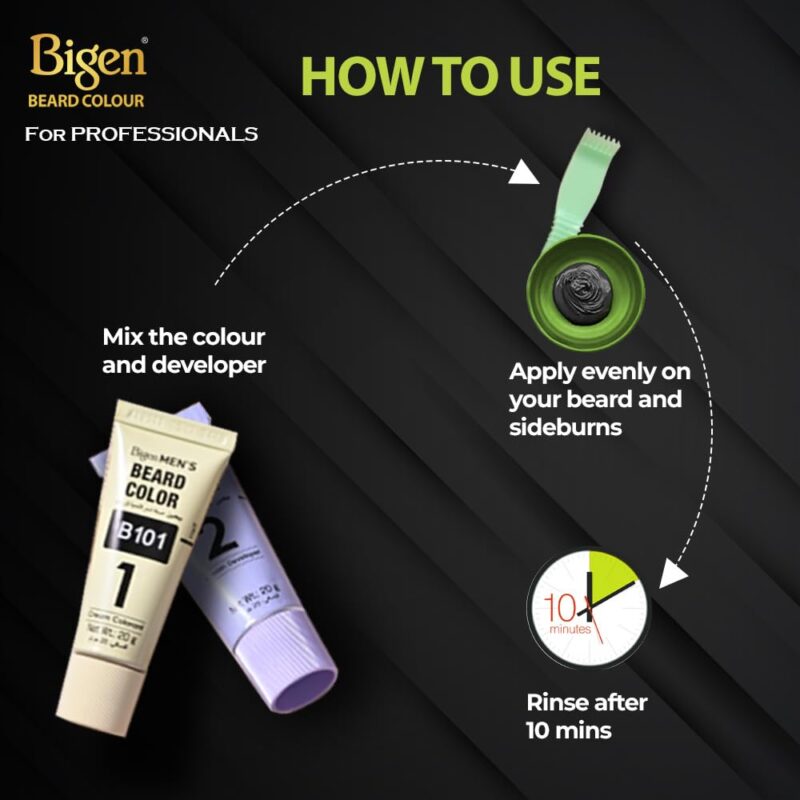 Bigen Proffesional Beard colour B101 Natural Black| Leaves no Stains, 40g+40g - Image 3
