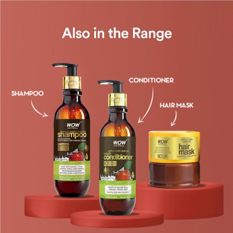 WOW Skin Science Apple Cider Vinegar Shampoo with DHT Blockers | Gentle & Natural Detox Formula that Helps Remove Buildup | For Men & Women 300ml - Image 3