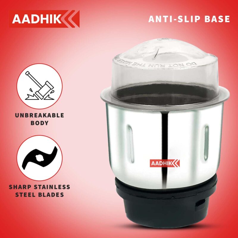 AADHIK Mixer Jar 400 ml Chutney Jar, Quality Stainless Steel Blades, Suitable for All mixer Grinder With 4 Teeth Lock- Pack Of 1 - Image 4