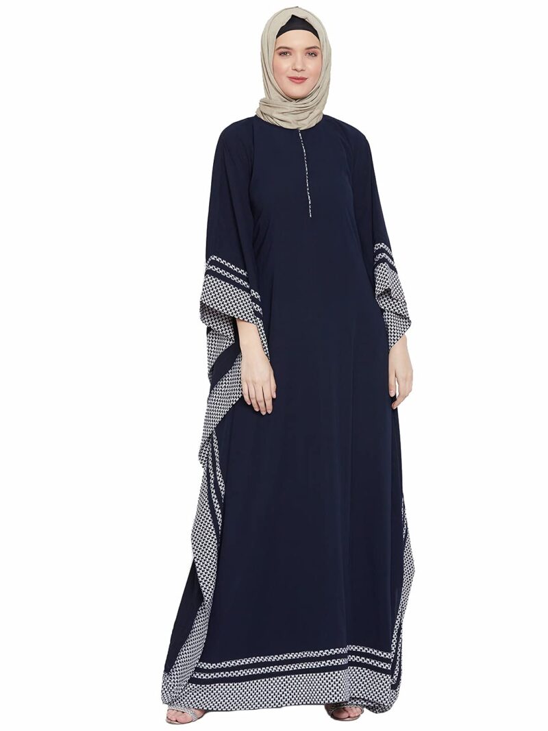 Navy Blue Polyester Kimono Sleeve Women Abaya Burqa
