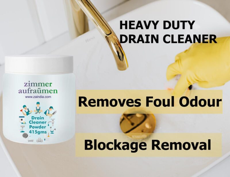 Zimmer Aufraumen 450gms Heavy Duty Drain Cleaner & Blockage Opener Powder. Opens Clogs. Dissolves Hair, Accumulated Soap Scum & Dirt. Biodegradable. Economical. - Image 3