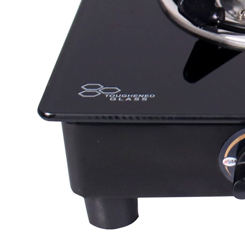 Ultima 4 Burner Manual Glass Cooktop | 6mm Toughened Glass Cooktop | Stainless Steel Drip tray | Anti-Skid Legs | Large Pan support | Manual Ignition | 360 degree Revolving Nozzle | Black steel frame | 2 Year Warranty | Black