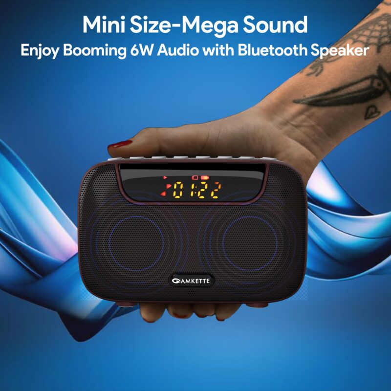 Amkette Pocket Blast 5 in 1 FM Radio with Bluetooth, Powerful Sound, Voice & FM Recording, External Antenna, 7+ Hours Playback, MP3 Player with Number Pad (AUX, SD Card, USB Input) (Brown) - Image 6