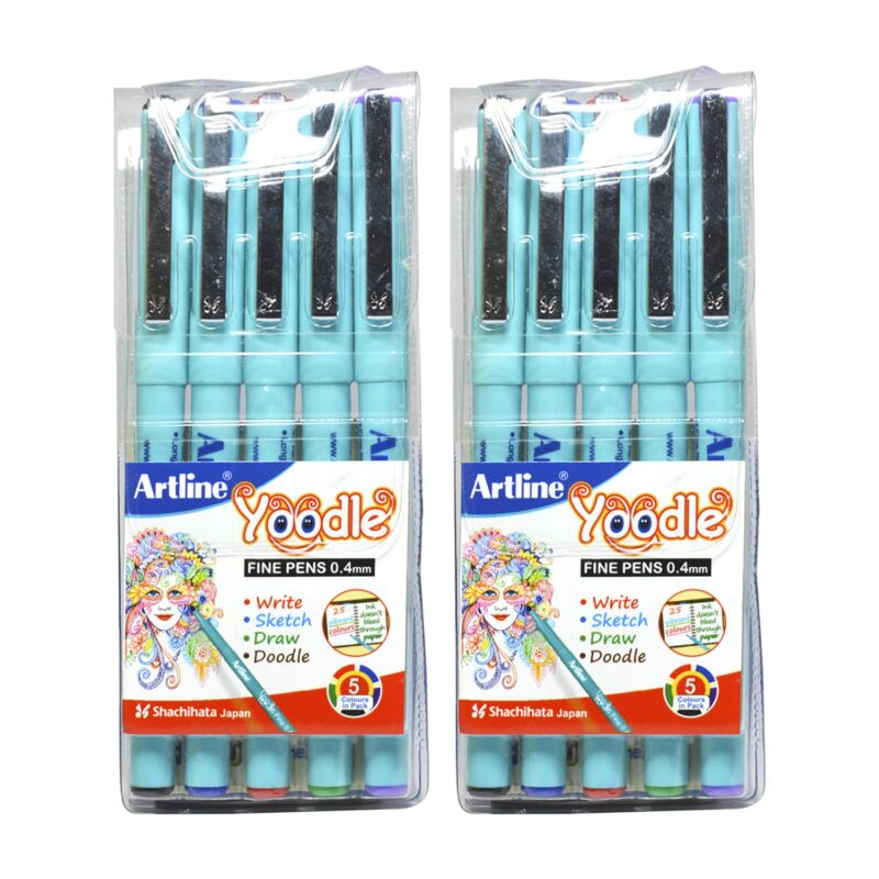 Artline Yoodle 0.4mm 55 Shades Fine Pen | Pens Set Writing, Drawing, Sketching & Doodling | Pack of 2
