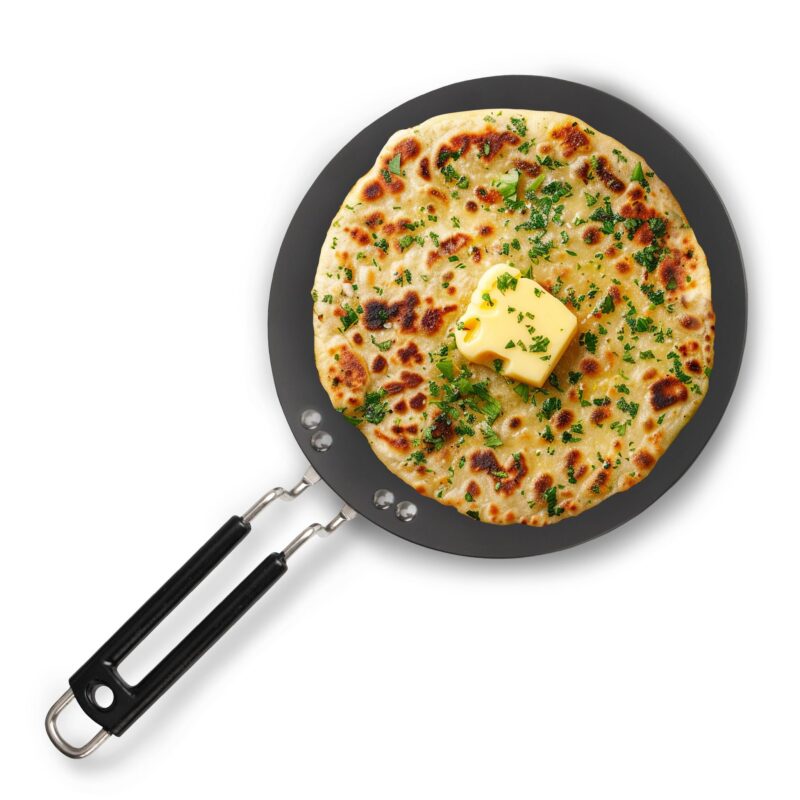 AGARO Elite Hard Anodised Tawa for Kitchen, 28 cm Diameter Tawa for Roti, Chapati, Paratha, Riveted Handle, 4 mm Thick Base for Uniform Heating, Gas & Induction Oven Compatible, Cooking, Cookware