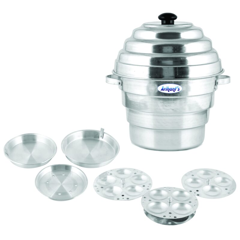 Arihant's (16 Idlis) Aluminium Idli-Dhokla Maker(1 Pot, 1 Lid, 4 Idli Plates, 2 Dhokla Plates) - Idli Cooker | Idli/Dhokla/Momos Maker Is Made Of High Quality Aluminium. - Image 5