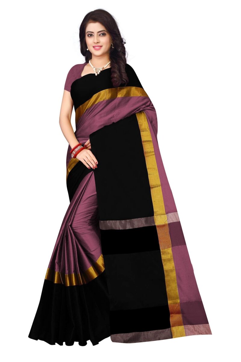 DHRUVI TRENDZ Women Art Silk Saree(DT-S1275_Black_Free Size)