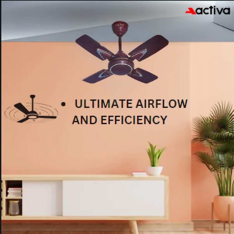 ACTIVA 850 RPM HIGH Speed Galaxy-1 (600 MM) 4 Blades Anti dust coating Ceiling Fan with 2 Years Warranty (Deco Brown) - Image 9