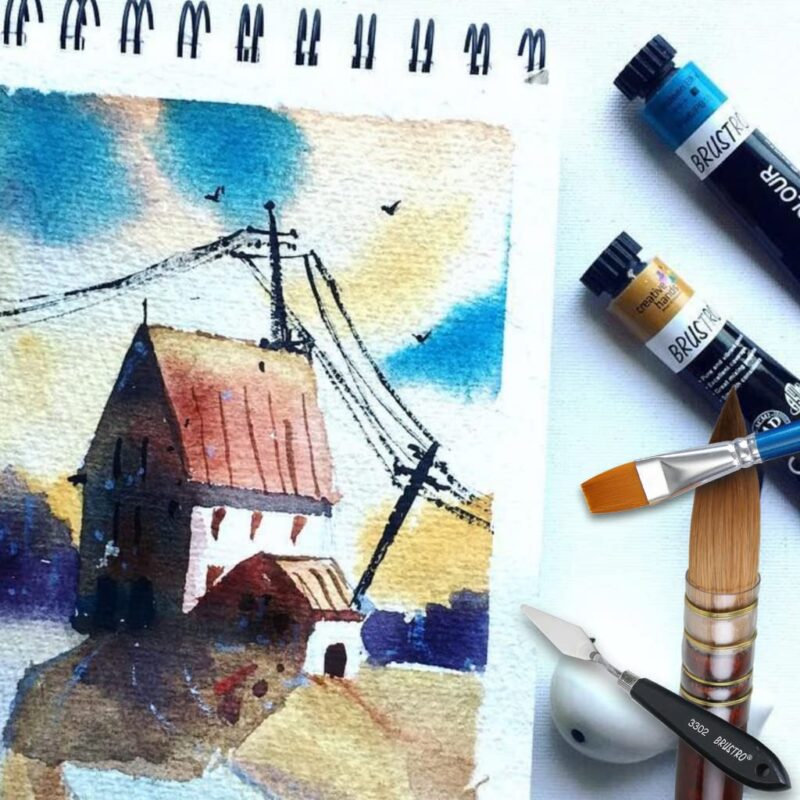 BRUSTRO Artist 25% Cotton Watercolour Wiro Journal Cold Pressed 200 GSM A4-25 Sheets - Image 3