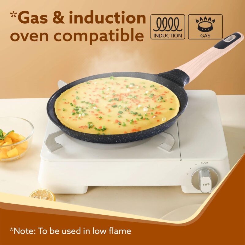 AGARO Imperial Granite Non Stick Tawa, 24 cm, Cast Aluminium Body, Tawa for Dosa/Paratha/Omlette, Gas & Induction Compatible - Image 4