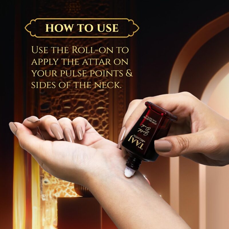 Bella Vita Luxury TAAJ Gold Oud Attar with Caramel, Rose, Jasmine & Orris for Men and Women, Non-Alcoholic Roll On, Long Lasting Fragrance, 12 ML - Image 6