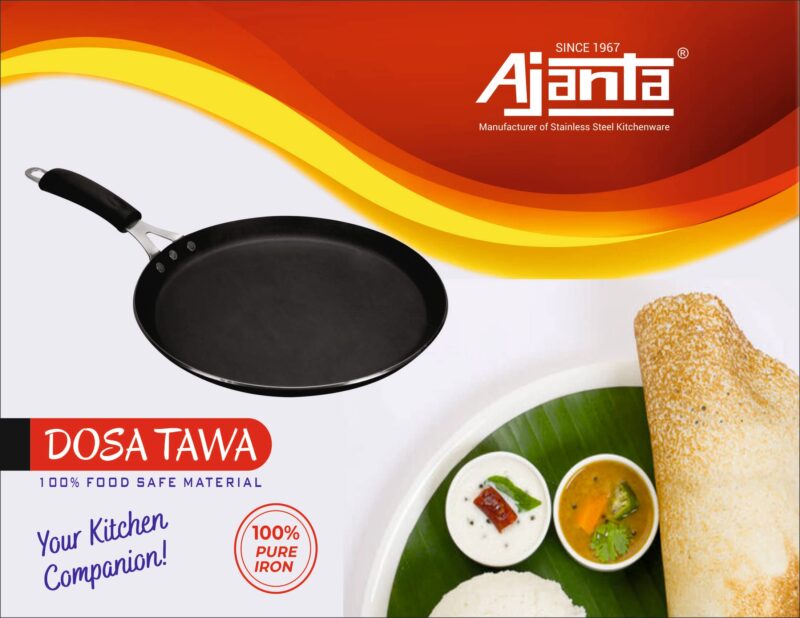 AJANTA Iron DOSA TAWA (11 inch, 3 MM Thickness) for Dosa/Roti/chapati| Gas and Induction Friendly | Non Toxic | Naturally Nonstick| Pure Iron Cookware - Image 10