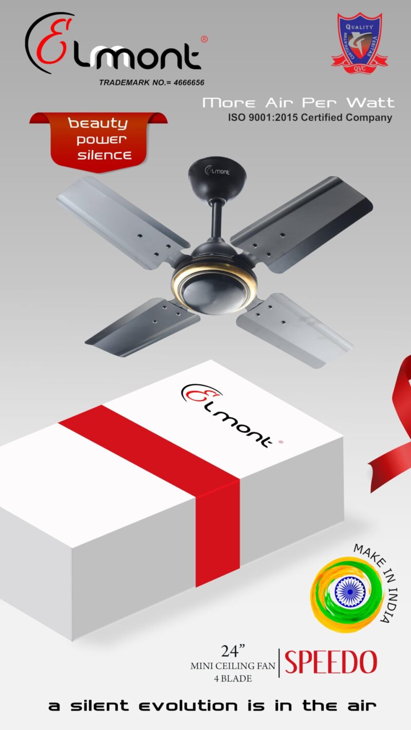 ELMONT SPEEDO 600 mm / 24 Inch High Speed 4 Blade Ceiling Fan Suitable for Balcony/Small Room Kitchen/Veranda/TOILET, brown - Image 2