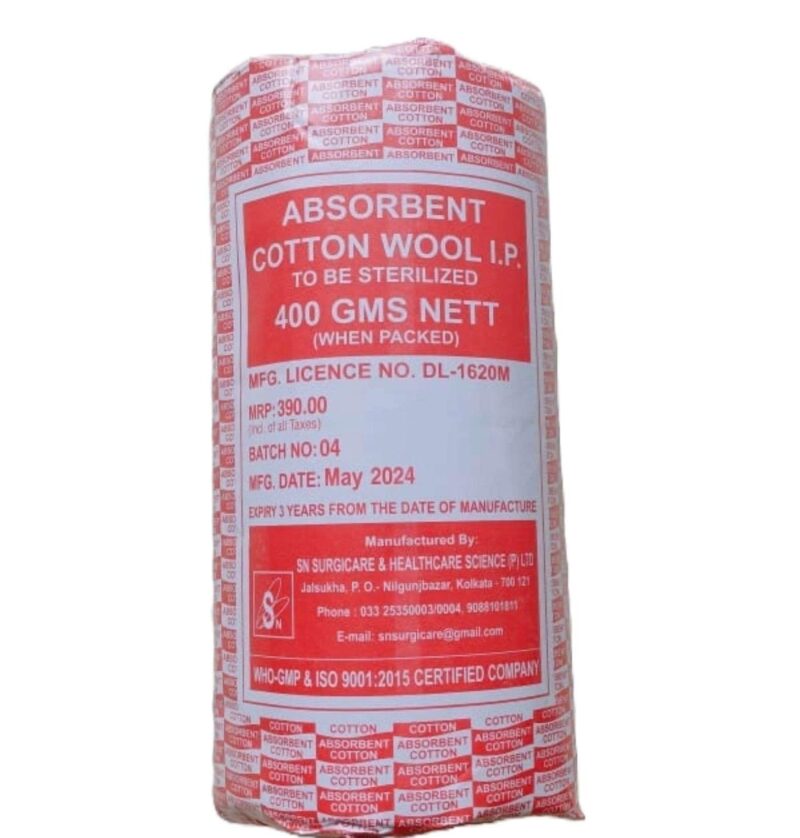 Absorbent Cotton Roll (400 Gram Nett Quality Medical Use (Pack Of 4)