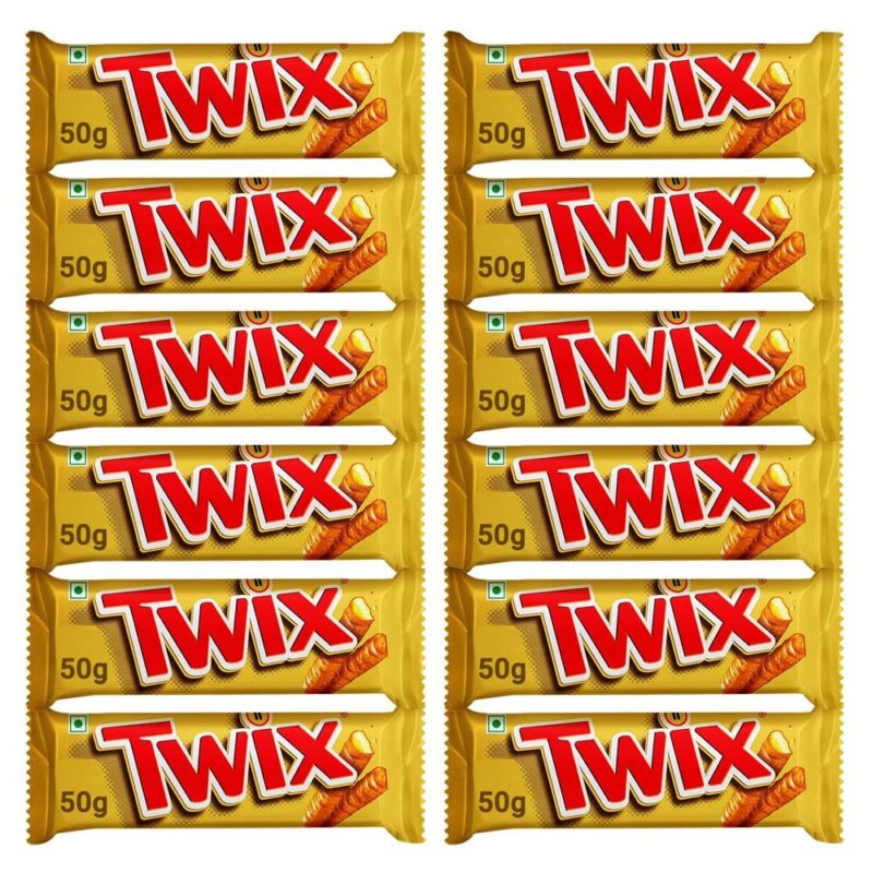 12x Twix Caramel Cookie Chocolate Bar, Pack of 12 - 50g each