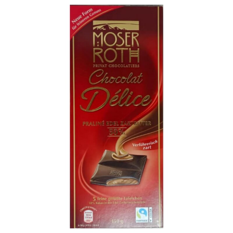 Moser Roth Chocolat Delice Praline Edel Zartbitter 50% 150g Imported (Germany)