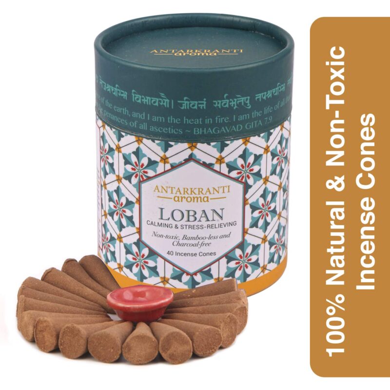 ANTARKRANTI Dry Dhoop LOBAN Cones | Pack of 2 | Contains- 80 Incense Cones | Burning Time 35 Minutes | Low Smoke Dhoop for Pooja | 100% Organic & Charcoal Free | Aromatherapy | Meditation | Yoga - Image 2