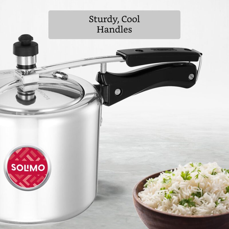 Amazon Brand - Solimo - Sleek Induction Bottom Aluminium Pressure Cooker - 3 Liter (Inner Lid), Silver - Image 6