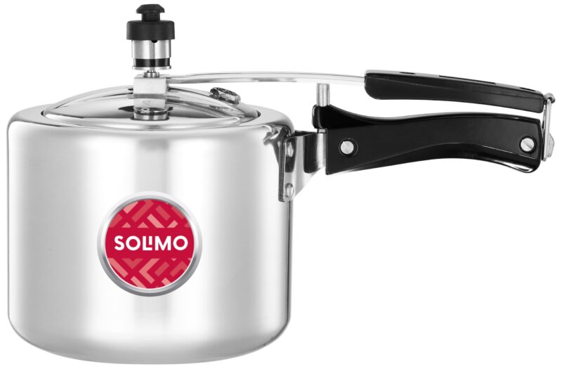 Amazon Brand - Solimo - Sleek Induction Bottom Aluminium Pressure Cooker - 3 Liter (Inner Lid), Silver - Image 2