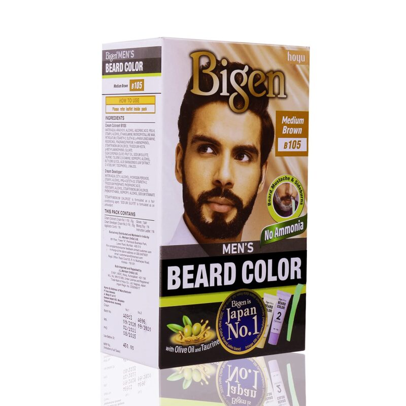 Bigen Men's Beard Color Medium Brown - B105 (Pack of 2) - Image 3