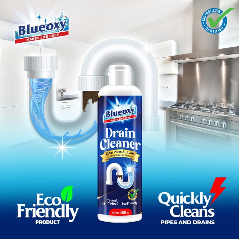 Blueoxy Drain Clog Remover Liquid | Used for Shower & Sink Drains & Pipes | Pure Gel Based | 500 Ml | Pack of 1 - Image 5