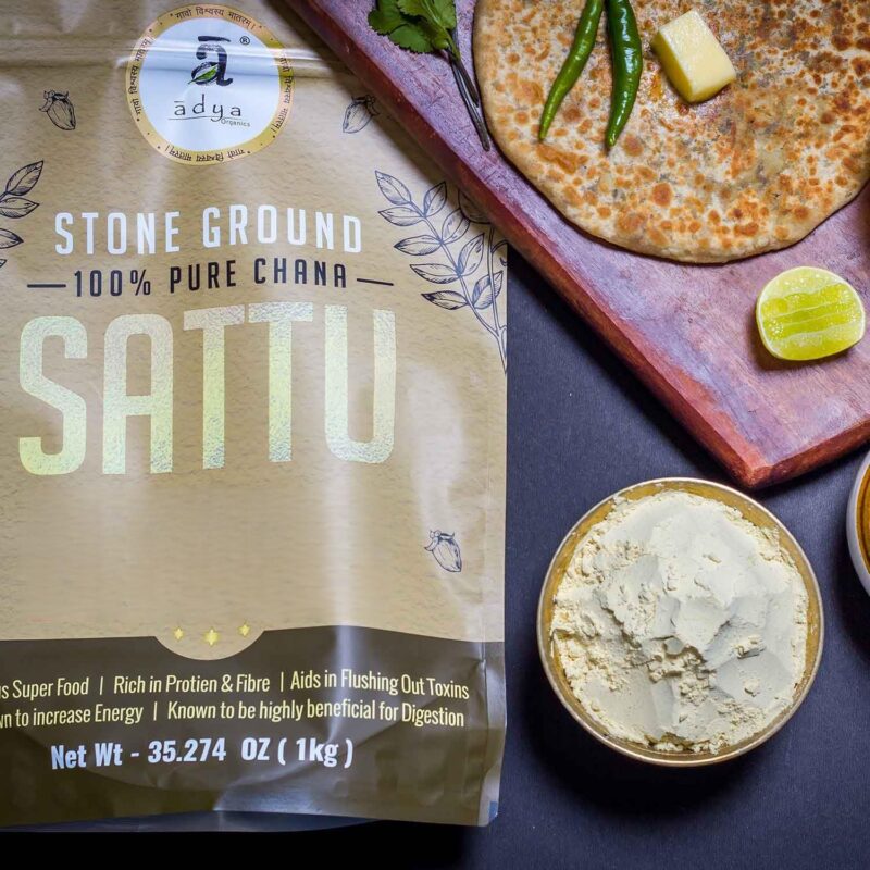 Adya Organics Sattu | 100% Pure & High-Protein Roasted Chana Powder | Chemical-Free & Natural | Perfect for Summer Drinks, Parathas, & Snacks | Healthy & Tasty | 2kg- (Pack of 2) - Image 9