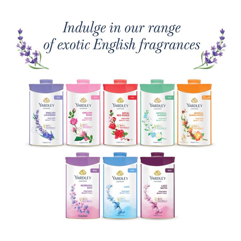 4x Yardley London Imperial Jasmine Perfumed Talc| Fragrant Beauty Talc for Women| Smooth Texture| 250g - Pack of 4 - Image 3