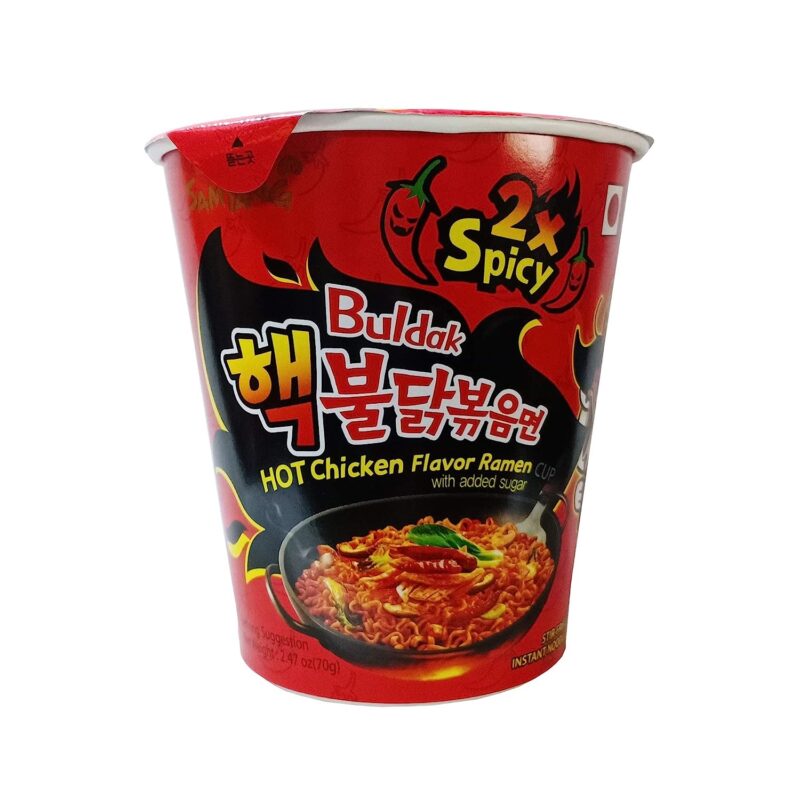 50x Samyang Hot Chicken 2X Spicy Buldak Cup Noodle, - Pack of 50 - 70 grams each