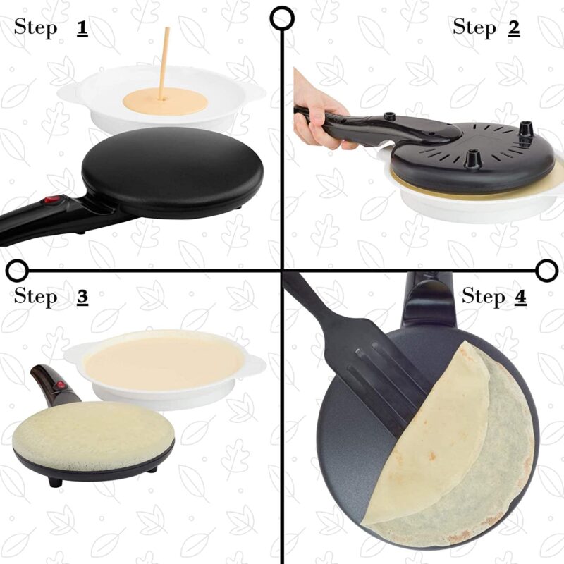 BIRZAR Nonstick Electric Griddle & Crepe Maker | Multi-Purpose Dosa, Pancake, Chapati, and Pizza Maker | Auto Power Off | Lightweight & Portable Design for Home & Outdoor Use - Image 5