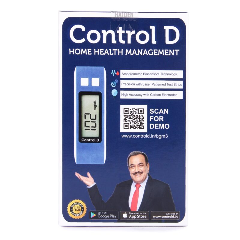 Control D Blue Meter Kit with 25 Single Foil Strips Glucometer (Blue) - Image 3