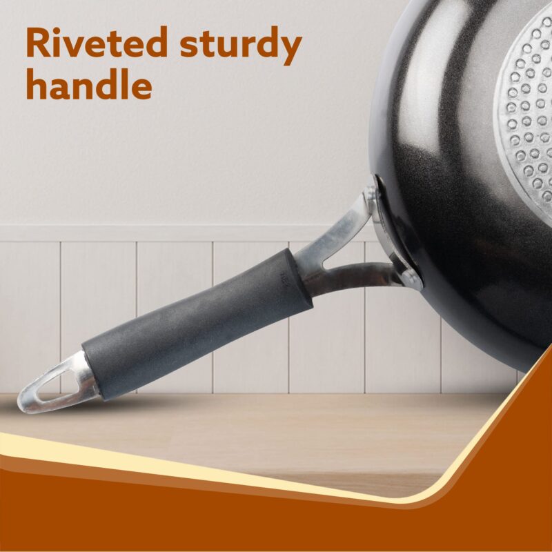 AGARO Elegant Non Stick Frying Pan, 2.25L Capacity, 24 cm Diameter, Induction and Gas Oven Friendly, Riveted Cool Touch Handle, Granite Finish, PFOA Free, 4mm Thick, Cooking, Frying, cookware, Black - Image 4