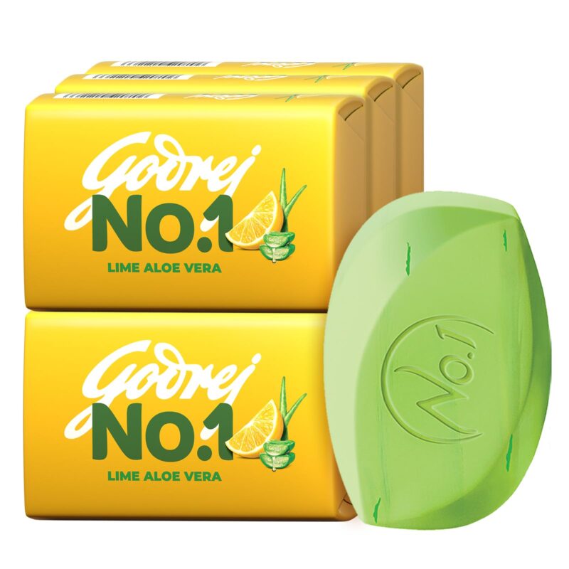 Godrej No.1 Lime & Aloe Vera Soap - Pack of 6 (150g each) - High TFM (Grade 1 Soap) | Soaps For Bath | Long-Lasting Fragrance