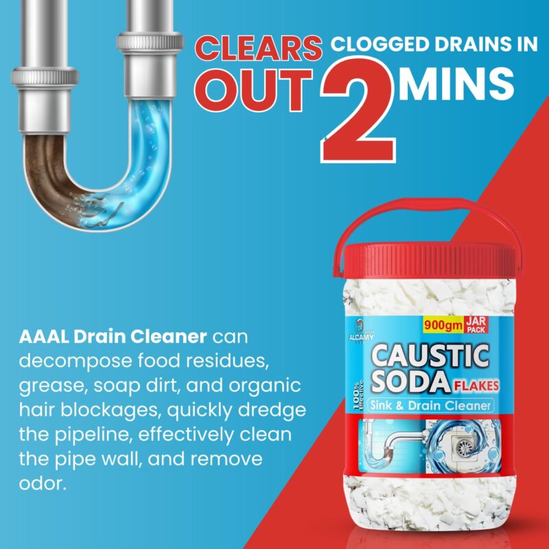 AAAL Caustic Soda Flakes 900gm (SUPER JAR PACK) Chimney Cleaner, Pure & Powerful Drain Cleaner - Image 7