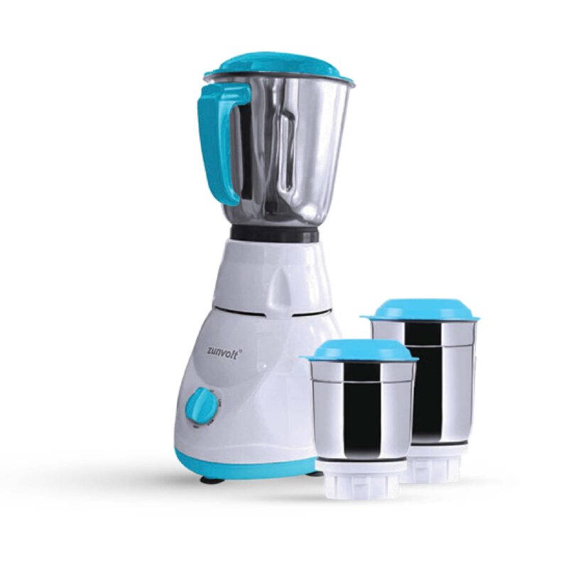 ZunVolt 3 JAR Mixer Grinder -500W with Flow Breaker Jars, 22000 RPM Motor & 1 Year Warranty Cover (Turquoise-White)