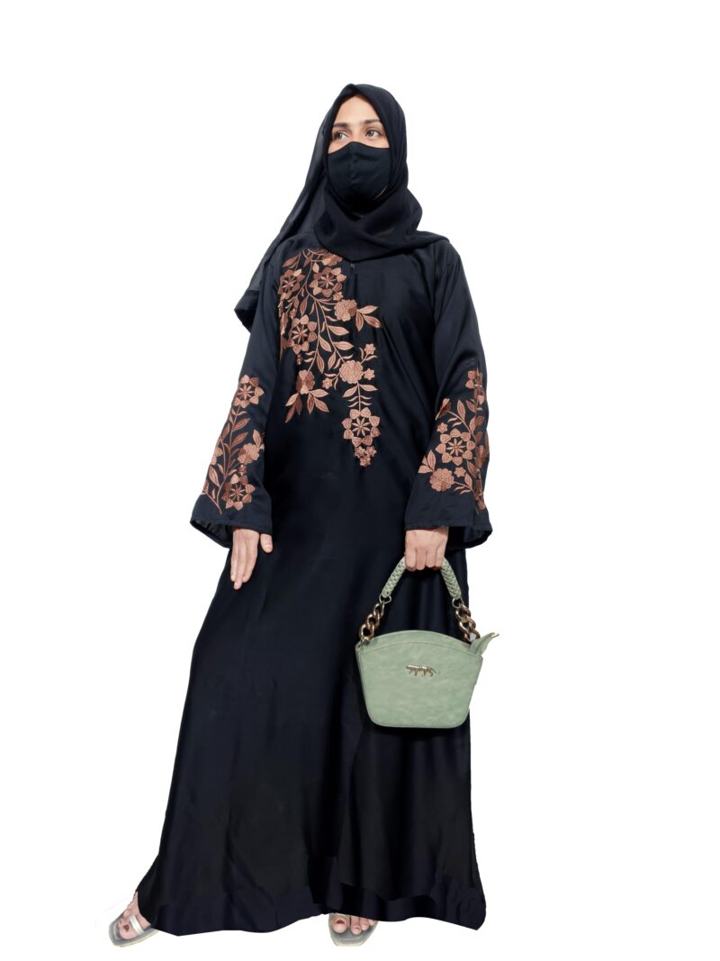BURAQUE DESIGNER Nida Fabric Free Size Muslim Burqa/Abaya & Burkha Dress for Muslim Women and Girl's (E07-Large Copper-Burkha)