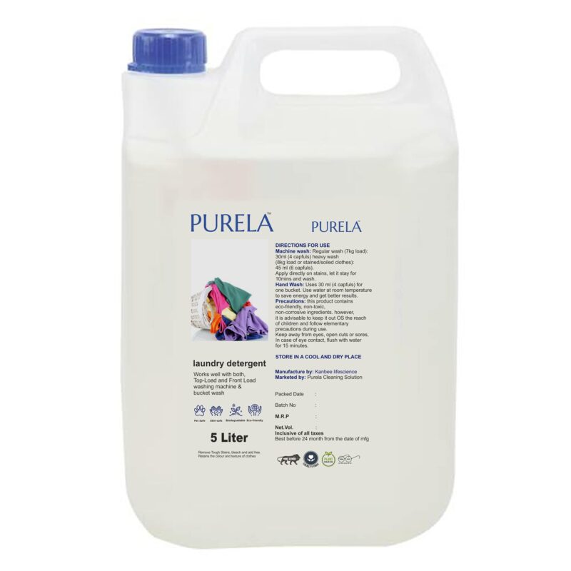 Purela Liquid Detergent, Laundry Liquid for Fabric Care, Suitable for Top-Load and Front Load Machine (5 liter)