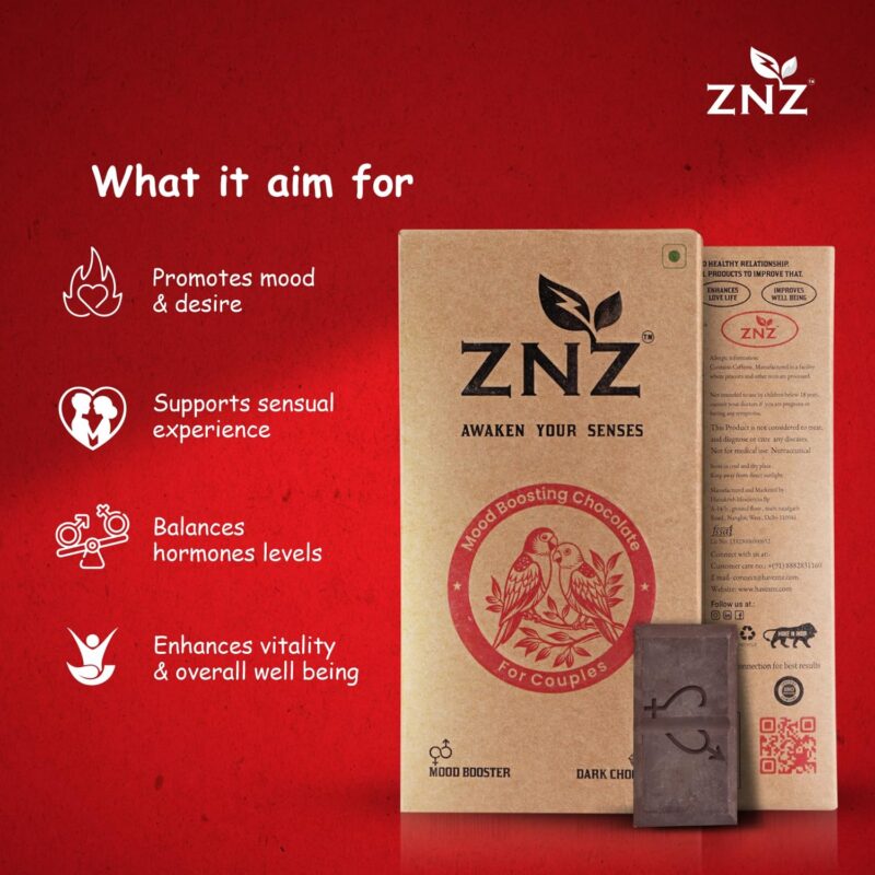 ZNZ Premium Dark Chocolate for Uplifting Mood & Wellness | Vegan & Gluten-Free Delight | Best Gift set for Men & Women | Ideal for Couples | Vegan and Guilt free Delight | (Pack of 2) - Image 4