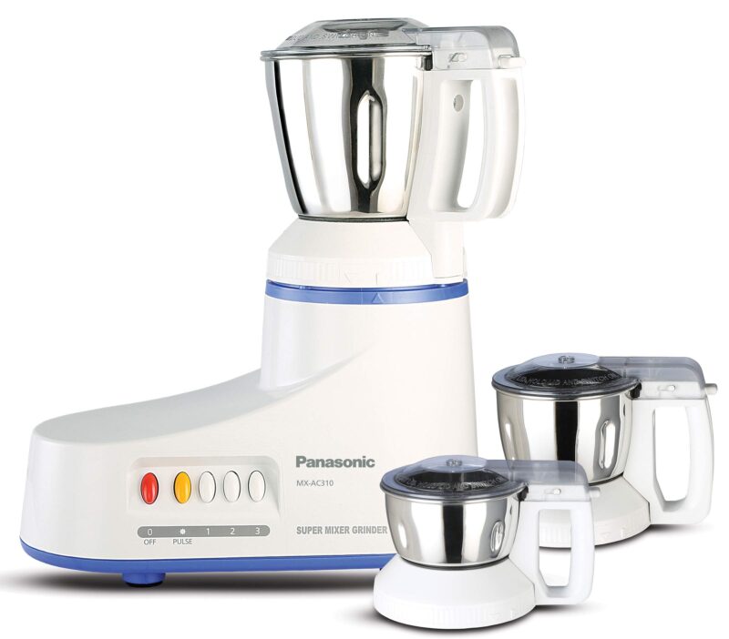 Panasonic MX-AC310-H 550-Watt 3-Jar Super Mixer Grinder (White)