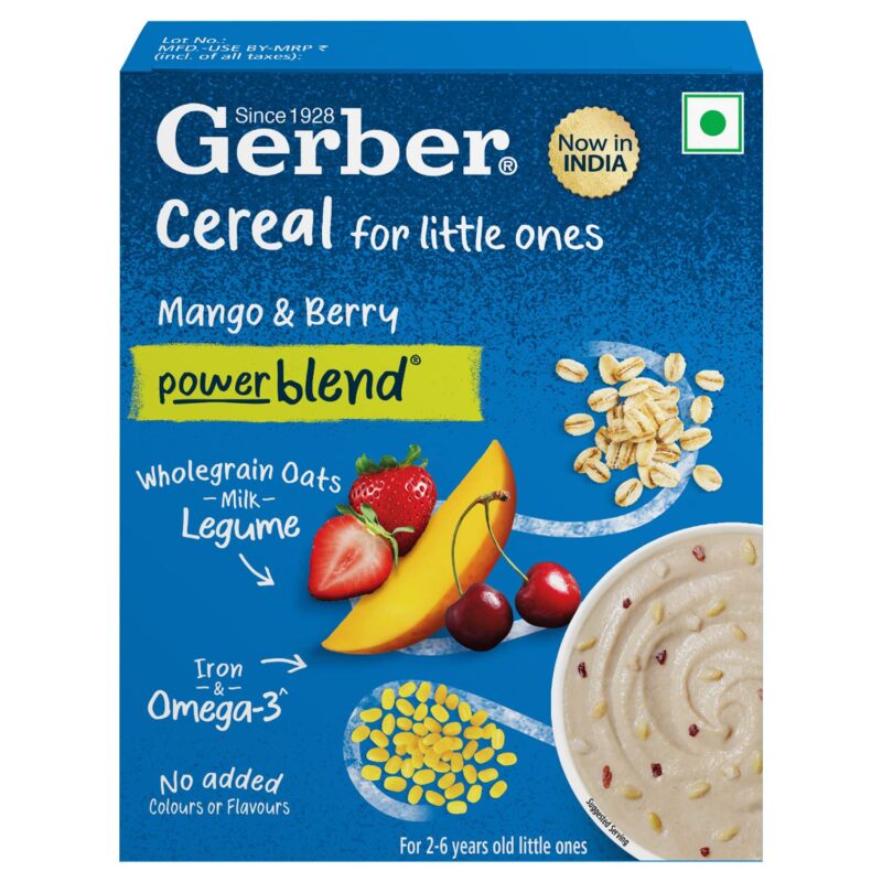 GERBER Cereals with Powerblend - Mango & Berry Cereals For Kid (2-6 Years Old) - 300g