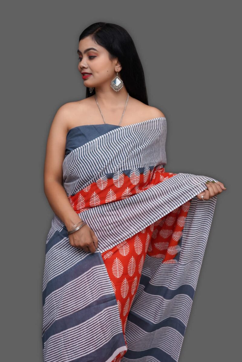 ANMOL FABRICS Women's Cotton Malmal Saree | Women Stylish Sadis | Printed Runing Blouse Piece | Sari Length 5.5 meter | Blouse Piece 1 m | Unstitched Blouse Material Free_Size_SAREE-MULTI_71 - Image 3