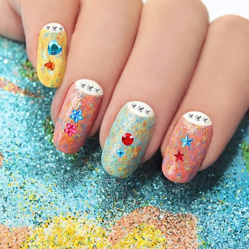 E Shopping Self-Adhesive Metal Crystal Stickers, Craft Stickers, School Projects DIY Stickers for Kids Teens Gem Stone Multi Design Multi Colours Multi Size 5 Sheets, 20 x 10 x 3 Centimeters - Image 5