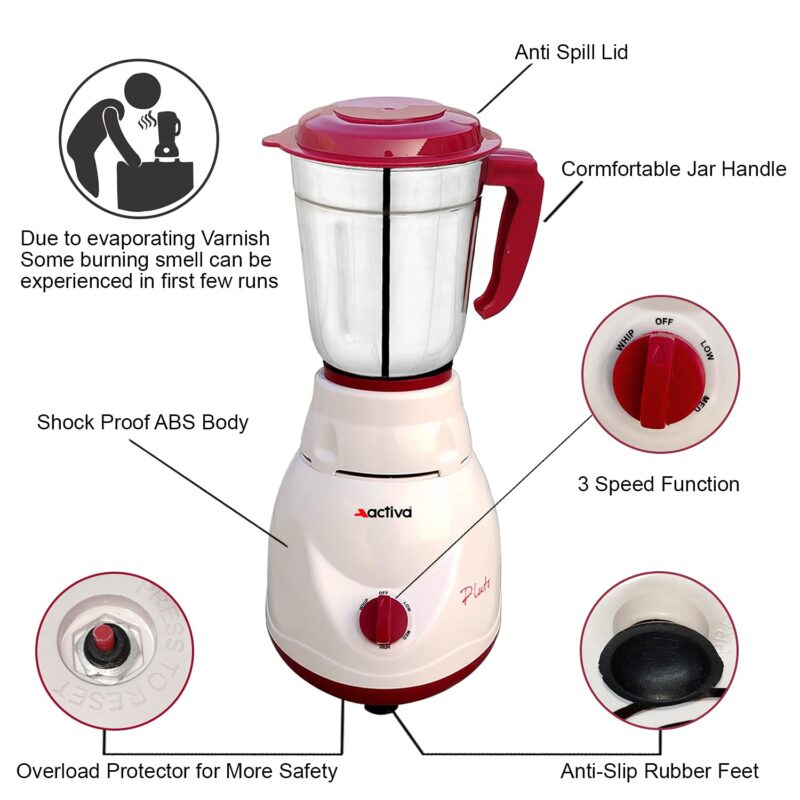 Activa Pluto 2 Jar 500 Watts Mixer Grinder (18 MM) Heavy Duty Motor Grinder (ABS BODY) comes with 3 year warranty - Image 11
