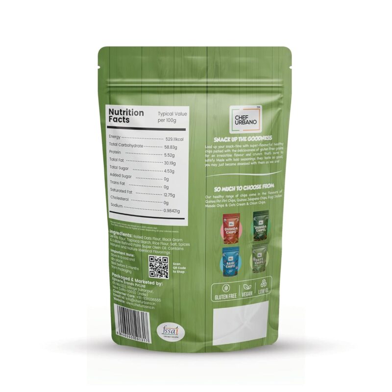 15x Chef Urbano Oats Chips Cream & Onion - 85g each - Pack of 15 - Image 2