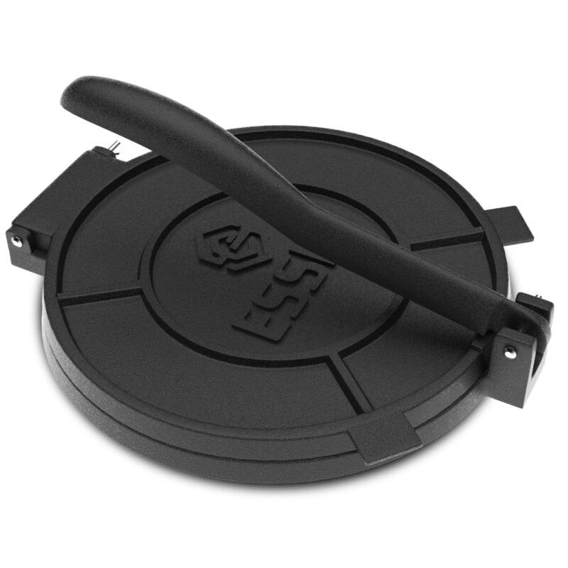 Esspy 10-Inches/25-Cm Pre-Seasoned Cast Iron Manual Roti Maker Press, Chapati Maker, Puri Maker, Empandas & Pathiri Press, Poori Press, Tortilla & Quesadilla Press(Black)