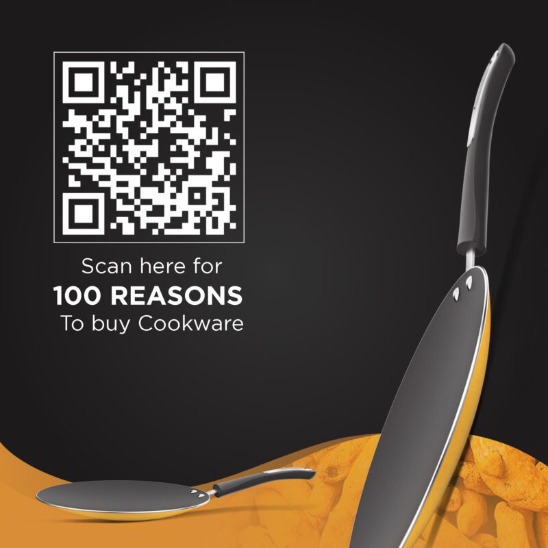 ‎Preethi Dura Collection Non Stick Concave Tawa, 28 cm, Gas & Induction Compatible, 5 Star Non Stick Effect, Turmeric Yellow - Image 2