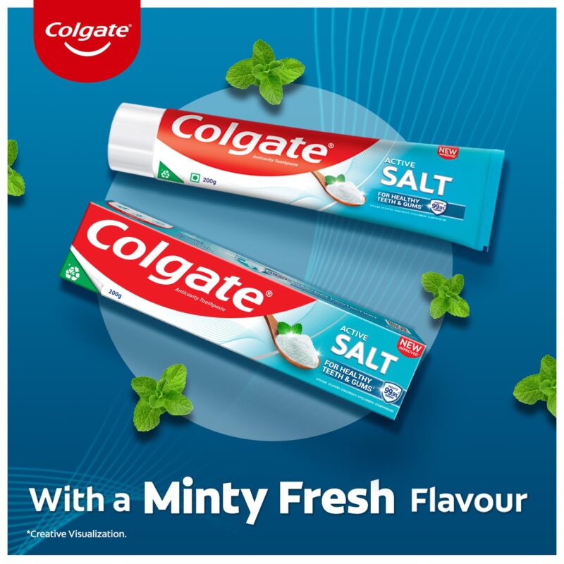 Colgate Active Salt Toothpaste, Daily Germ Protection, Combo Pack of 200g+100g, Toothpaste with Salt and Mint, Healthy Gums & Teeth, Tooth paste that Fights Germs & Provides Fresh Breath - Image 5