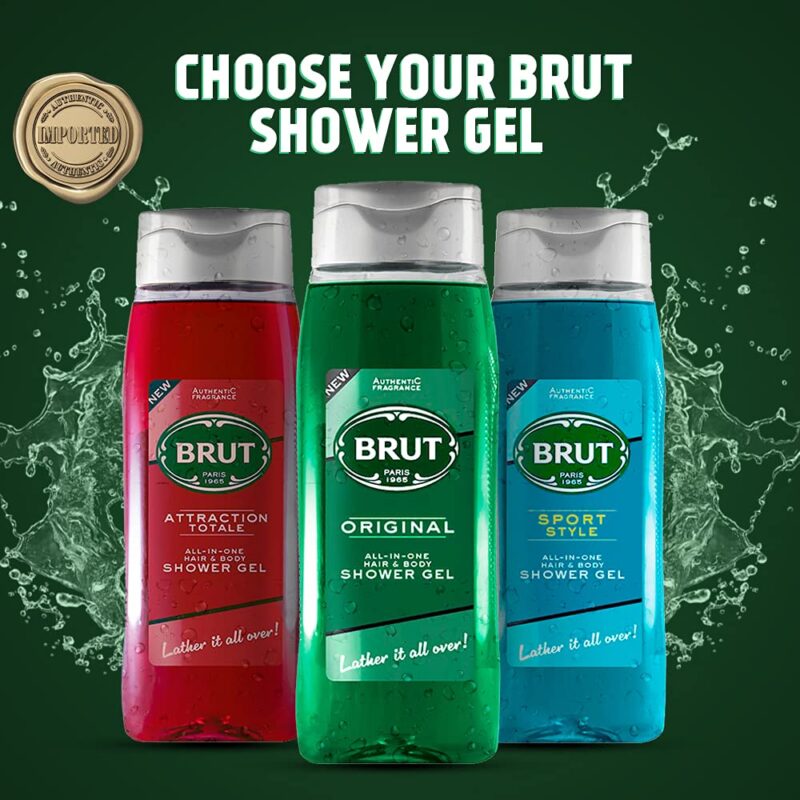 2x Brut Original ALL-IN-ONE Shower gel for Hair & Body | Body Wash for Men| Authentic Fragrance 500ml each - Pack of 2 - Image 2