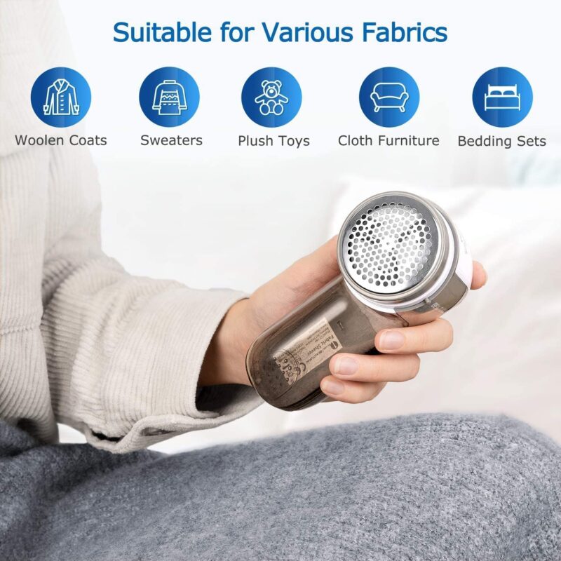 BEAUTURAL Portable Fabric Shaver and Lint Remover, Sweater Defuzzer with 2-Speeds, 2 Replaceable Stainless Steel Blades, Battery Operated, Remove Clothes Fuzz, Lint Balls, Pills, Bobbles - Image 4