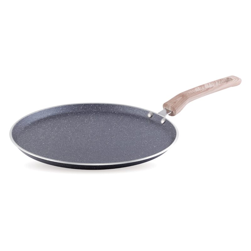 Jaipan Granito 30 CM Dosa Tawa Gas Compatible 4 MM Duracoat PFOA Free nonstick Coating Granite Splattered Color Ideal for Oil Free or Very Less Oil Preparation Cool Touch Handle 1 Year Warranty
